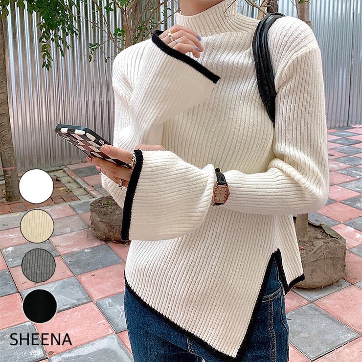 イレギュラーヘムパイピングリブニット 秋 冬[品番：SHNW0010026]｜SHEENA  （シーナ）のレディースファッション通販｜SHOPLIST（ショップリスト）