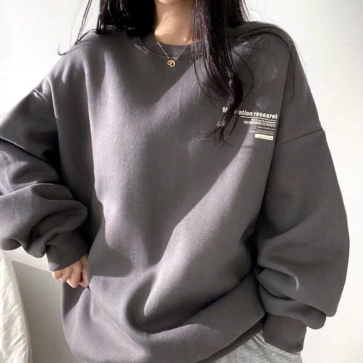 チャコールグレー | Motivationロゴオーバーサイズトレーナー 秋 冬 | SHEENA 