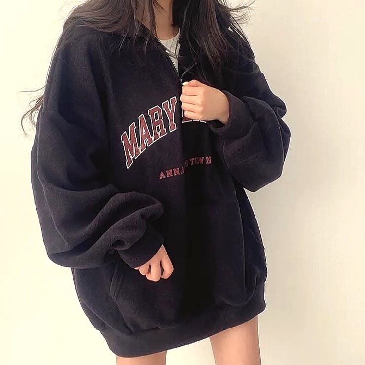 刺しゅうロゴボアハーフジッププルオーバー 秋 冬[品番：SHNW0010088