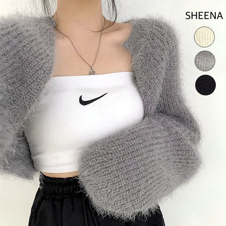 【a1467】NINA RICCI 新品 タグ付き ボレロ カーディガン F シャギーニットボレロカーディガン 秋 冬[品番：SHNW0010122