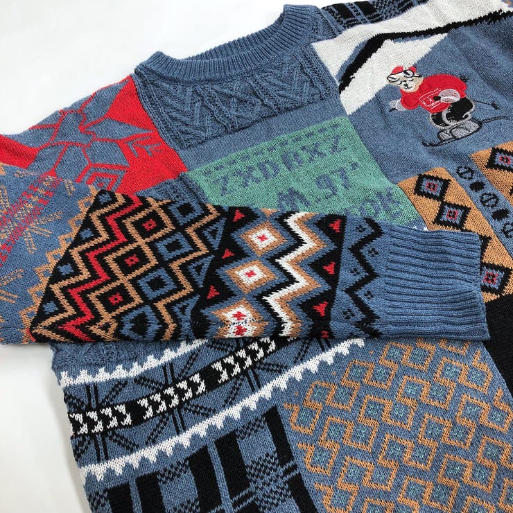くま刺しゅうノルディック柄ニット 秋 冬[品番：SHNW0010195]｜SHEENA