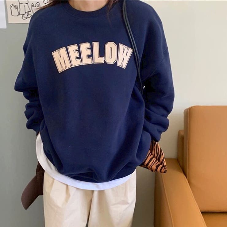 MEELOWロゴオーバーサイズトレーナー 秋 冬[品番：SHNW0010289