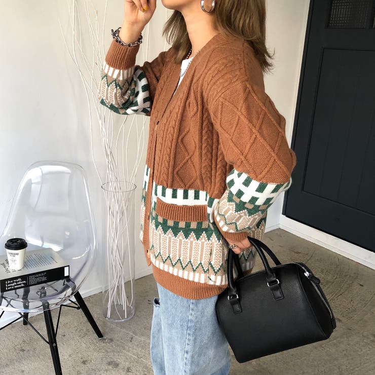 新品 レモン 花柄 長袖ニットカーディガン