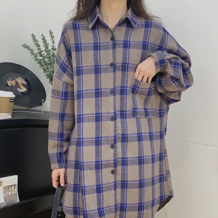 yunahica】ロングスリーブ シャドウチェックシャツ yunahica】ロングスリーブ シャドウチェックシャツ