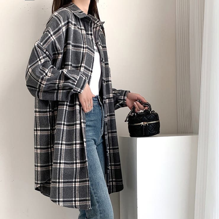 起毛ロングチェックシャツ 秋 冬[品番：SHNW0010245]｜SHEENA