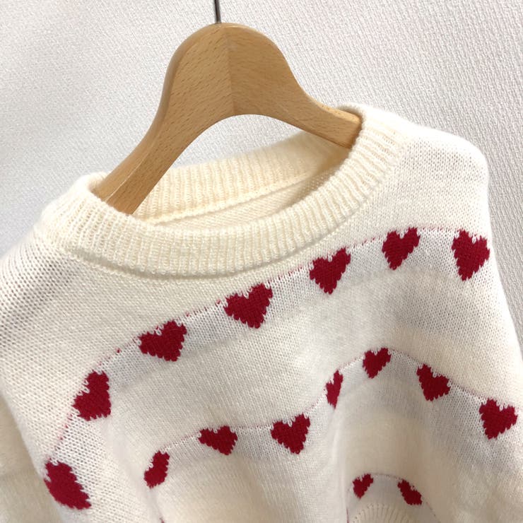 NKNIT ♡pattern KNIT ハートパターンニット　ショート nknit ♡ pattern KNIT ロングタイプハートニットグレー