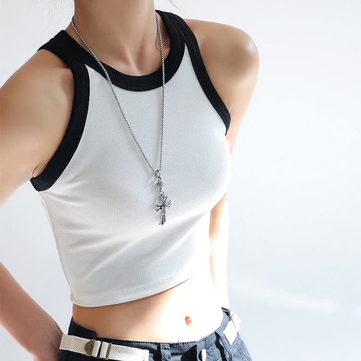 ショート丈バイカラーアメスリタンクトップ 春 夏[品番：SHNW0010771  