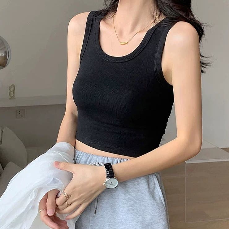 ショート丈リブタンクトップ 春 夏[品番：SHNW0010772]｜SHEENA