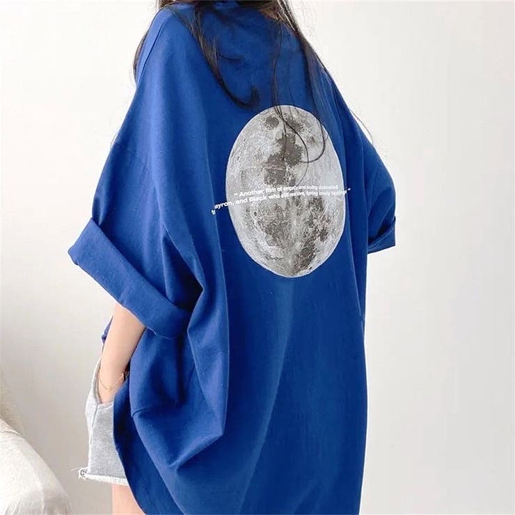 フルムーンプリントオーバーサイズTシャツ 春 夏[品番