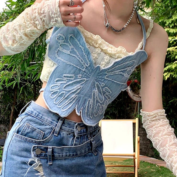 バタフライデニムビスチェ 春 夏[品番：SHNW0011221]｜SHEENA （シーナ