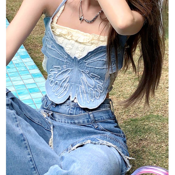 バタフライデニムビスチェ 春 夏[品番：SHNW0011221]｜SHEENA （シーナ