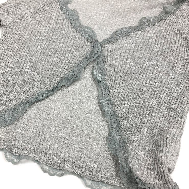 レースアクセントシアーカーディガン 春 夏[品番：SHNW0011346