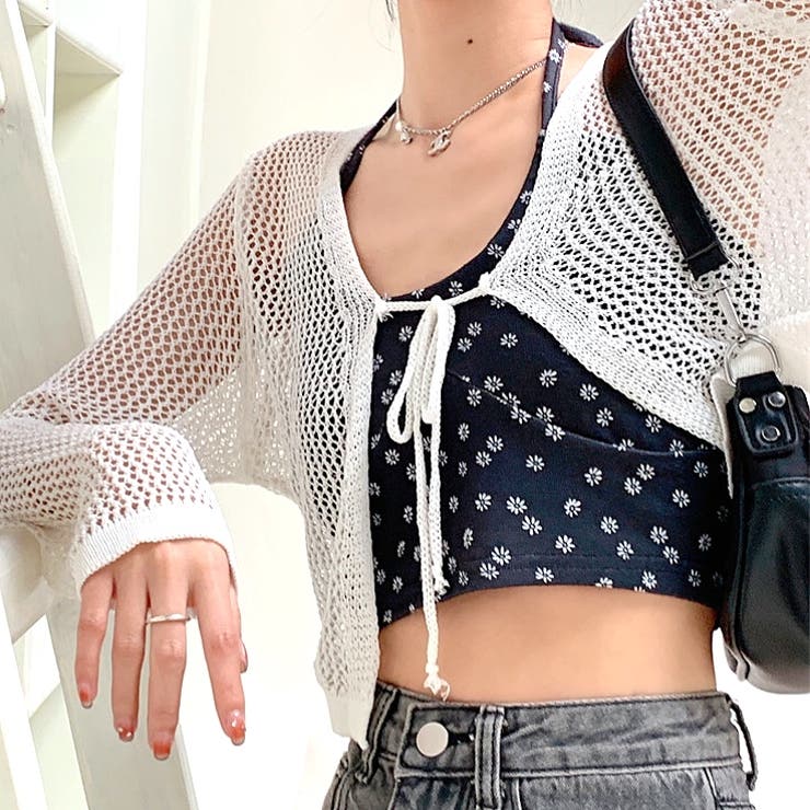 メッシュニットカーディガン 春 夏[品番：SHNW0011446]｜SHEENA