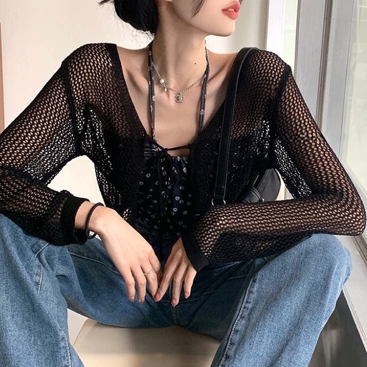 メッシュニットカーディガン 春 夏 | SHEENA  | 詳細画像2 