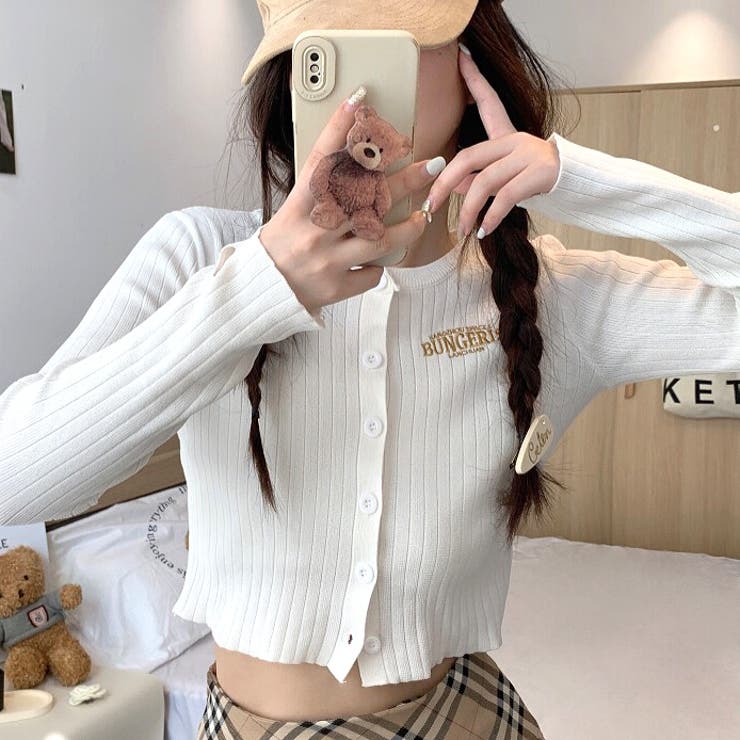 サムホール付き刺しゅうロゴニットカーディガン 秋 冬 | SHEENA  | 詳細画像24 