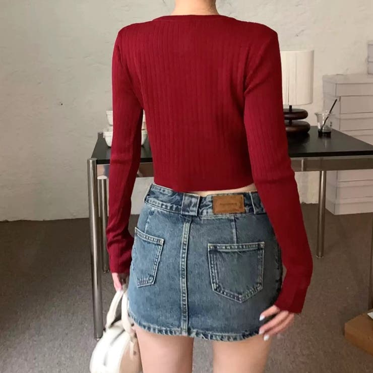 サムホール付き刺しゅうロゴニットカーディガン 秋 冬 | SHEENA  | 詳細画像11 