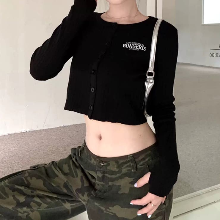 サムホール付き刺しゅうロゴニットカーディガン 秋 冬 | SHEENA  | 詳細画像17 