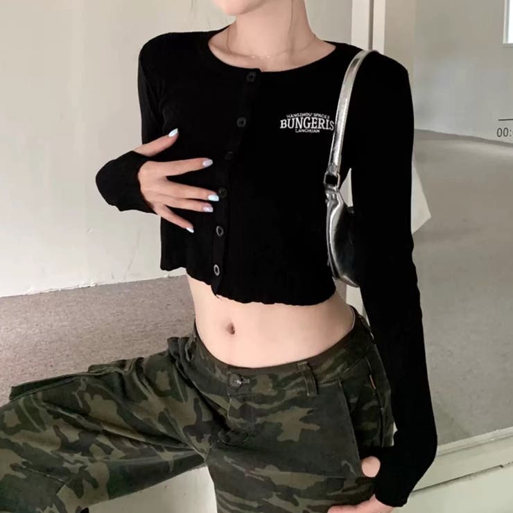 サムホール付き刺しゅうロゴニットカーディガン 秋 冬 | SHEENA  | 詳細画像18 