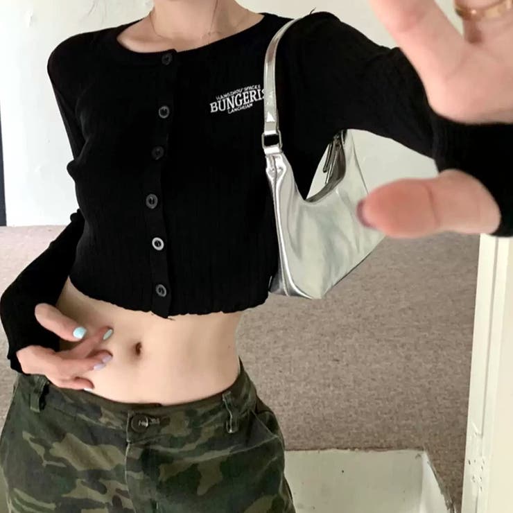 サムホール付き刺しゅうロゴニットカーディガン 秋 冬 | SHEENA  | 詳細画像19 