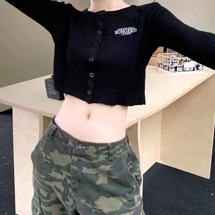 サムホール付き刺しゅうロゴニットカーディガン 秋 冬 | SHEENA  | 詳細画像21 