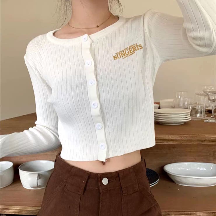 サムホール付き刺しゅうロゴニットカーディガン 秋 冬 | SHEENA  | 詳細画像29 