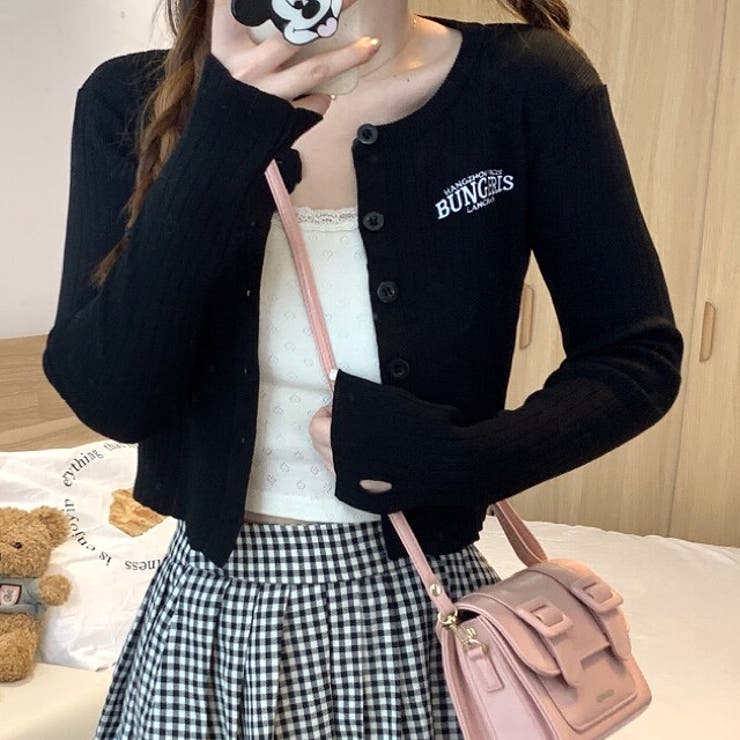 サムホール付き刺しゅうロゴニットカーディガン 秋 冬 | SHEENA  | 詳細画像12 