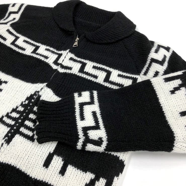 ダブルジップノルディック柄カウチンニットジャケット 秋 冬[品番