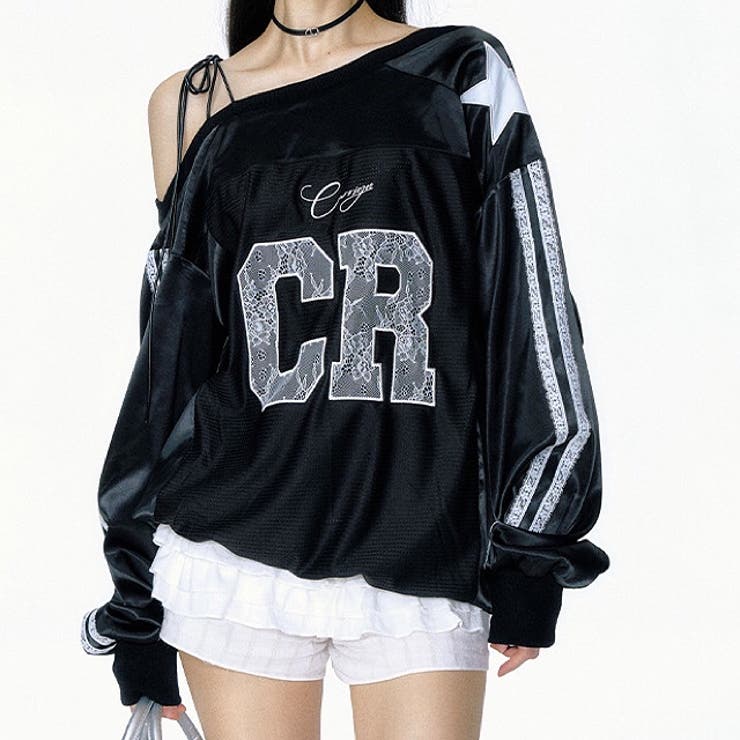 ブラック | サイドラインレースロゴゲームシャツロンT 秋 冬 | SHEENA 