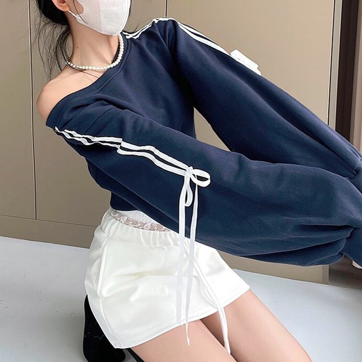 サイドリボンラインワイドネックスウェットトレーナー 秋 冬 | SHEENA  | 詳細画像12 