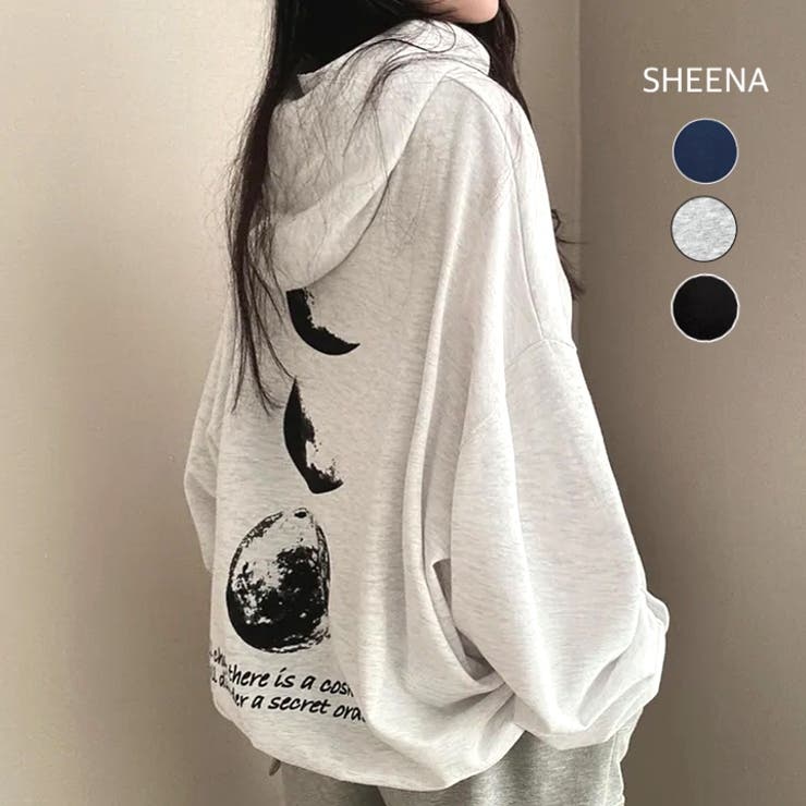 THE MOONプリントオーバーサイズパーカー 秋 | SHEENA  | 詳細画像1 