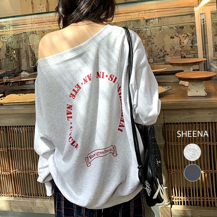バックサークルロゴプリントオフショルダースウェットトレーナー 春 秋 | SHEENA  | 詳細画像1 