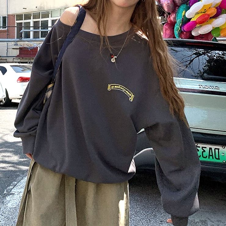 バックサークルロゴプリントオフショルダースウェットトレーナー 春 秋 | SHEENA  | 詳細画像17 