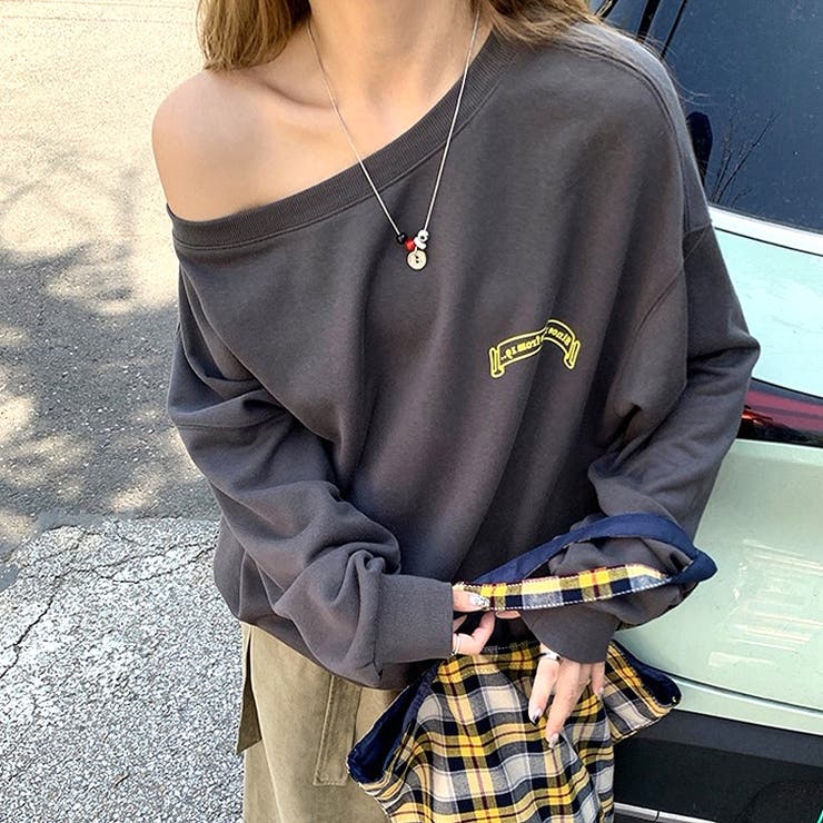 バックサークルロゴプリントオフショルダースウェットトレーナー 春 秋 | SHEENA  | 詳細画像18 