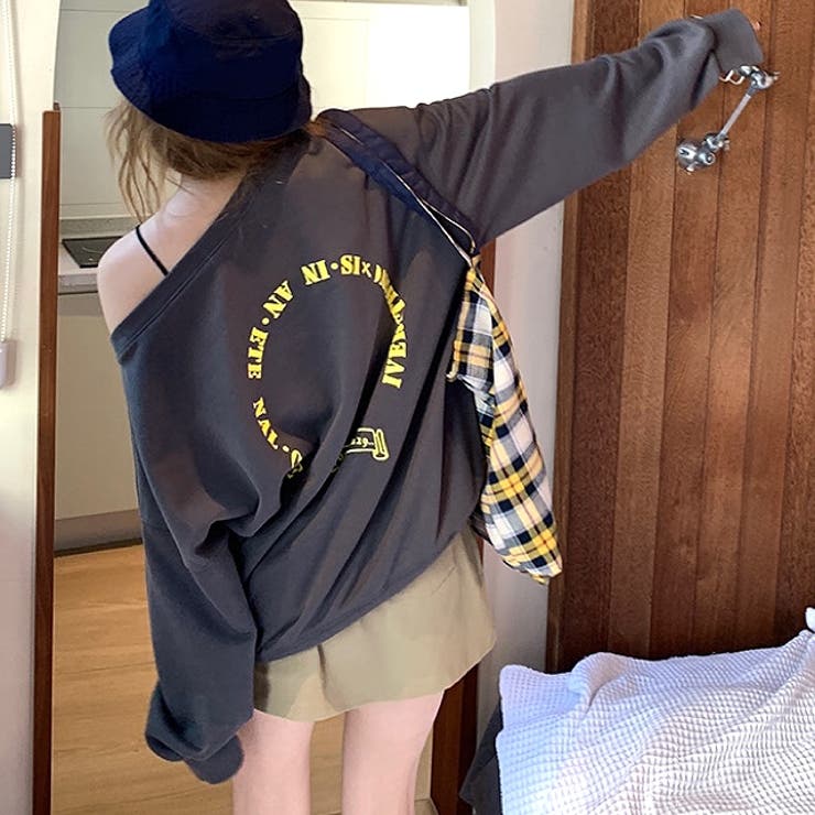 バックサークルロゴプリントオフショルダースウェットトレーナー 春 秋 | SHEENA  | 詳細画像20 