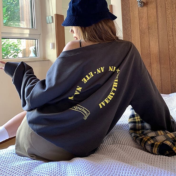 バックサークルロゴプリントオフショルダースウェットトレーナー 春 秋 | SHEENA  | 詳細画像21 