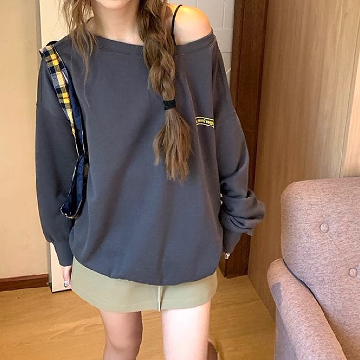 バックサークルロゴプリントオフショルダースウェットトレーナー 春 秋 | SHEENA  | 詳細画像22 