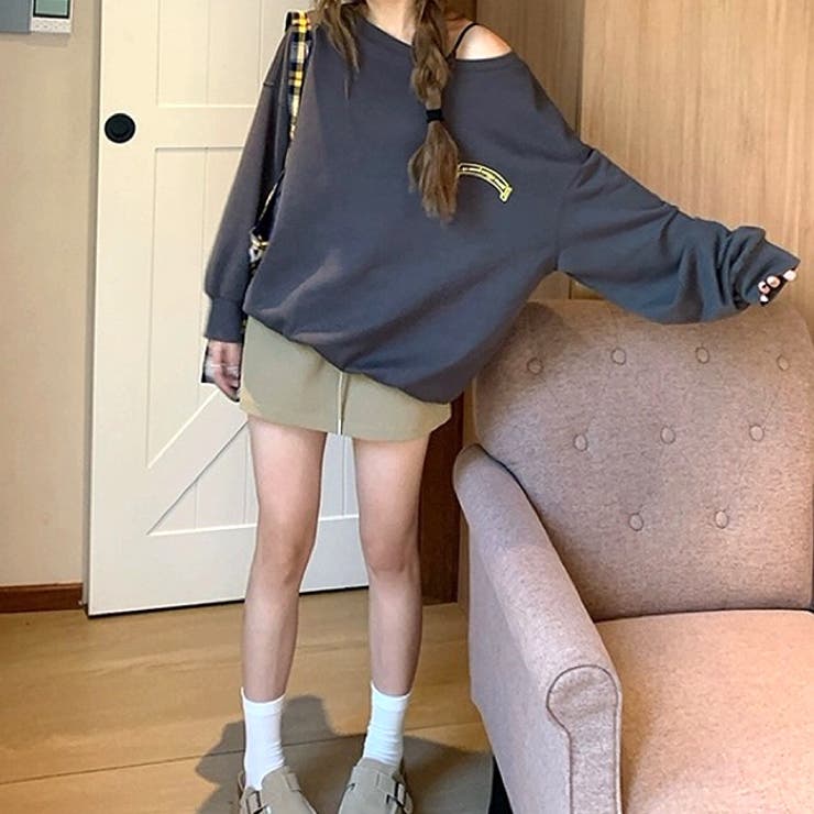 バックサークルロゴプリントオフショルダースウェットトレーナー 春 秋 | SHEENA  | 詳細画像26 