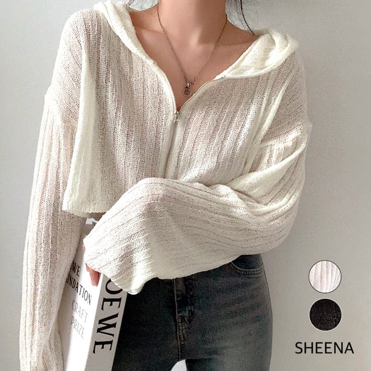 ショート丈シアーニットパーカー | SHEENA  | 詳細画像1 