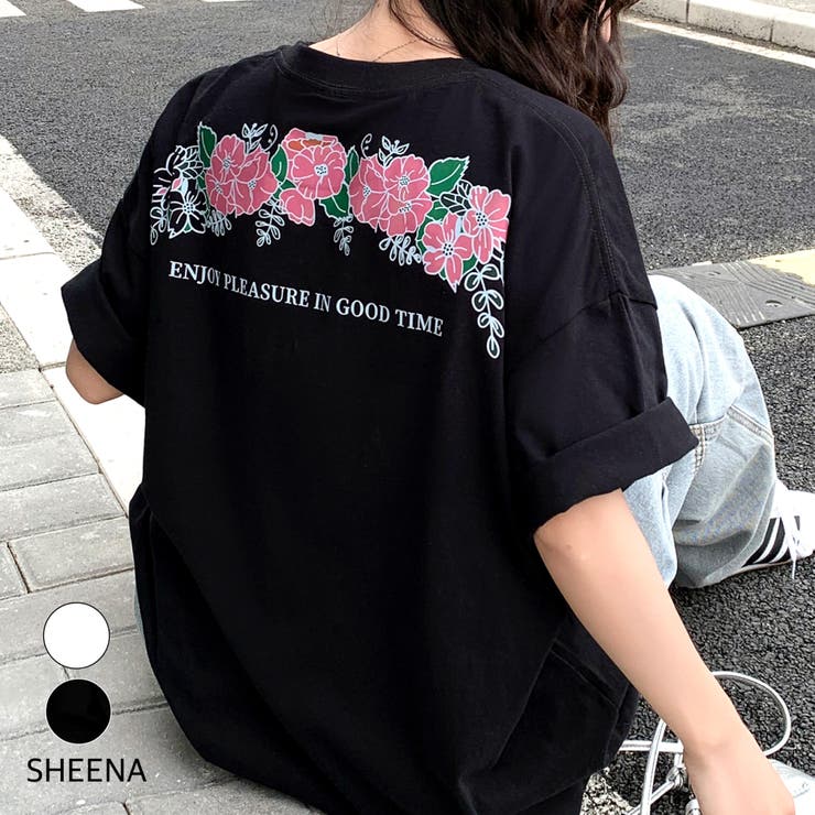 バックフラワーロゴプリントオーバーサイズTシャツ | SHEENA  | 詳細画像1 