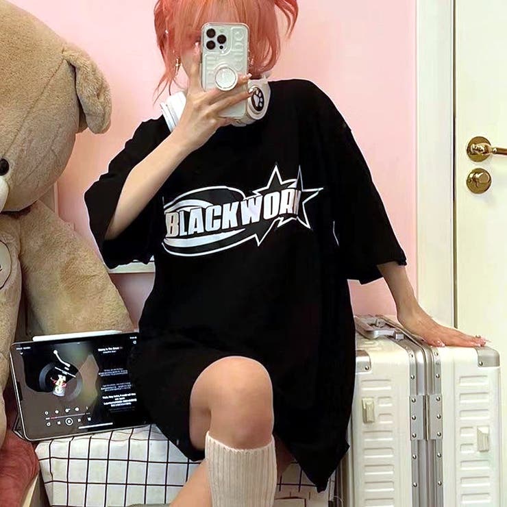 グラフィックロゴプリントオーバーサイズTシャツ[品番