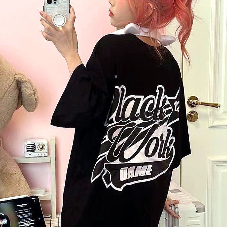 グラフィックロゴプリントオーバーサイズTシャツ[品番