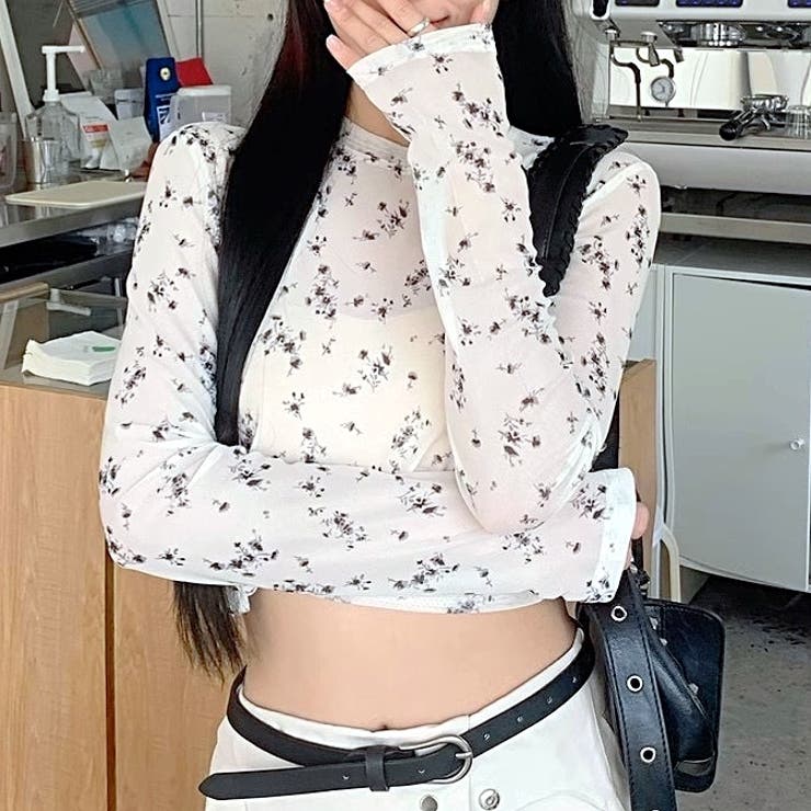 小花柄ストレッチシアートップス | SHEENA  | 詳細画像3 