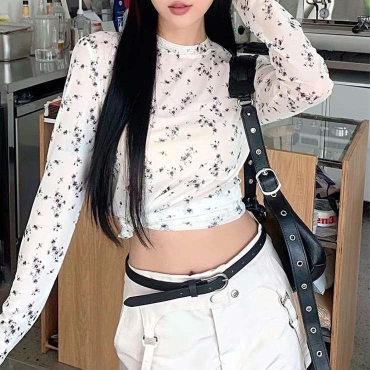 小花柄ストレッチシアートップス | SHEENA  | 詳細画像4 