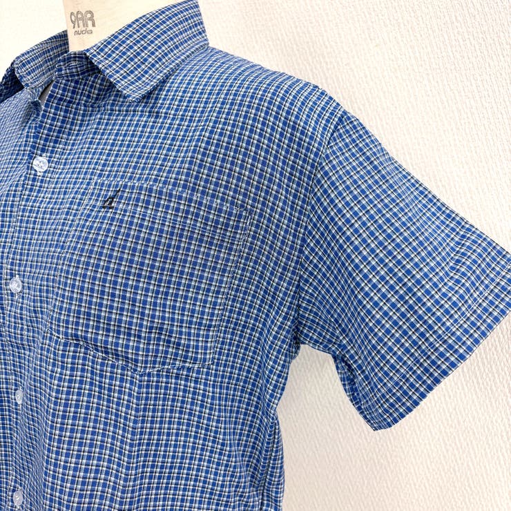 ワンポイント刺繍チェック柄半袖シャツ[品番：SHNW0012443