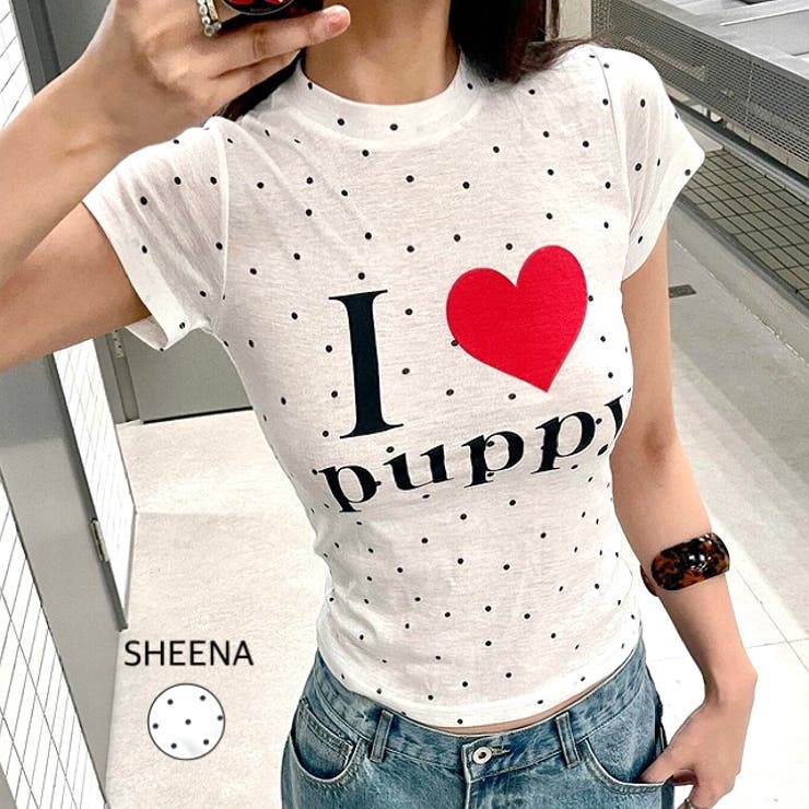 I love puppyロゴドットプリントTシャツ | SHEENA  | 詳細画像1 