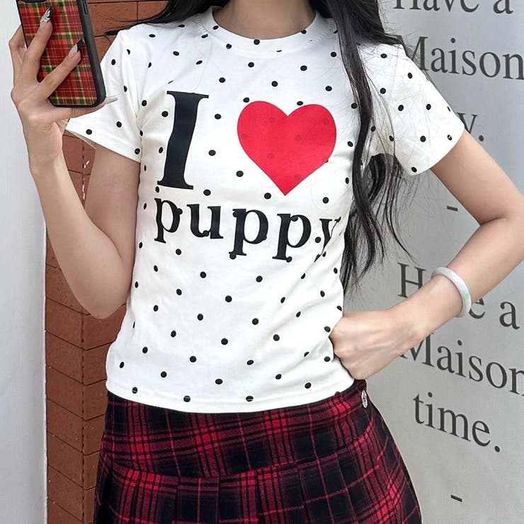 I love puppyロゴドットプリントTシャツ | SHEENA  | 詳細画像13 