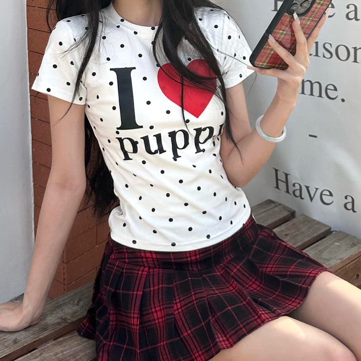 I love puppyロゴドットプリントTシャツ | SHEENA  | 詳細画像14 