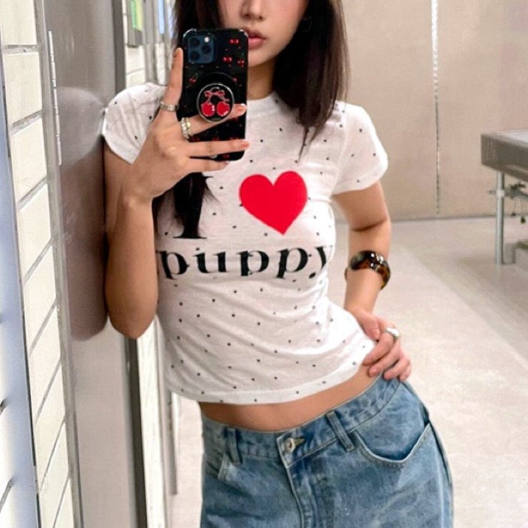I love puppyロゴドットプリントTシャツ | SHEENA  | 詳細画像2 