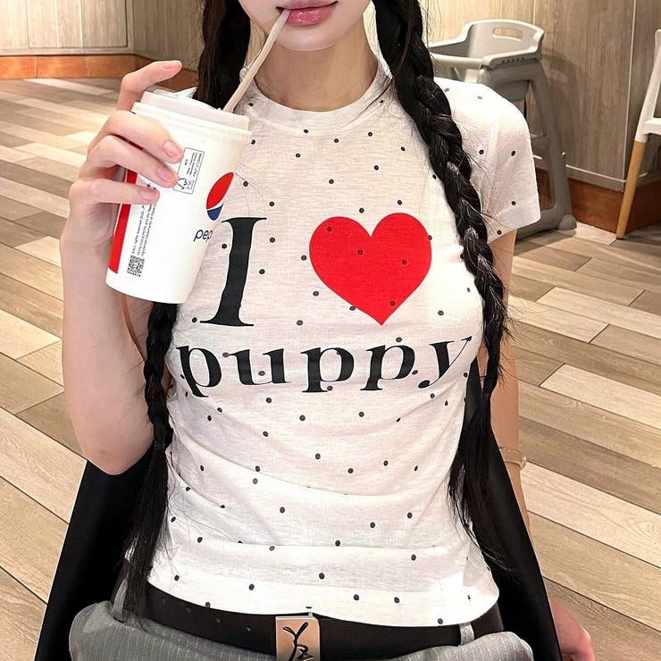 I love puppyロゴドットプリントTシャツ | SHEENA  | 詳細画像8 