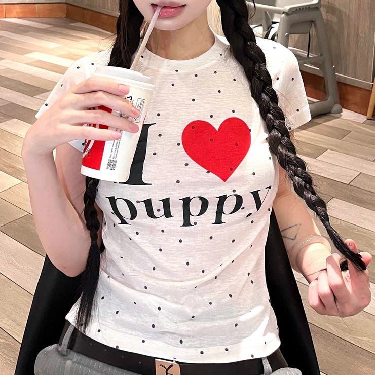 I love puppyロゴドットプリントTシャツ | SHEENA  | 詳細画像9 